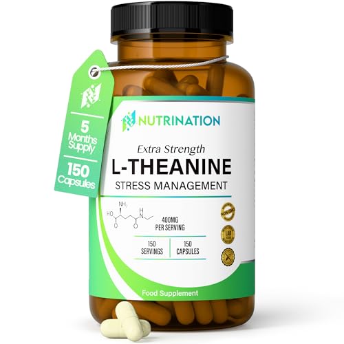L Theanine 400mg Capsules - 99.6% Pure L-Theanine | 5 Months Supply - 150 Capsules | Supports Relaxation & Focus Promotes Calm | Zero Additives Vegan & Non-GMO | GMP - Certified Lab Tested