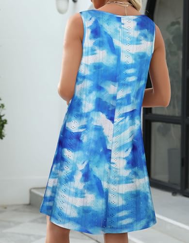 Image of elescat Swimsuit Coverup Summer Dresses for Women Eyelet Casual Loose Sleeveless Sundress with Pockets 2026