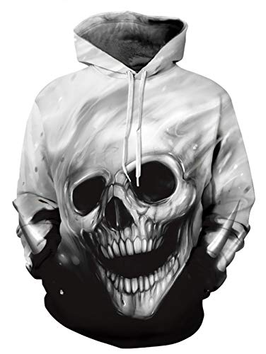 Spreadhoodie Unisex Sudadera con Capucha 3D Cráneo Colorido Gráfico Impresion Sudaderas Divertido Hoodie con Bolsillos Drawstring XXL/XXXL
