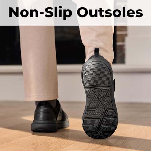 Image of FitVille Wide Diabetic Walking Shoes for Men, Lightweight Non-Slip Breathable Casual Shoes for Swollen Feet for Standing All Day