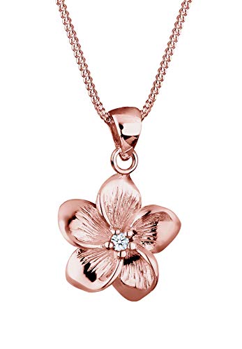 Preisvergleich Produktbild Elli PREMIUM Halskette Frangipani Blüte Diamant (0.03 ct) 925 Silber