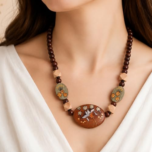 Image of AAKRITI ART CREATIONS Boho Tribal Handcrafted Ethnic Necklace Collection | Mandala, Dreamcatcher, Sunburst & Moonstone Designs | Artisan Collar, Lariat & Pendant Statement Jewelry for Women