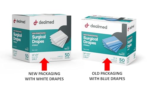 Image of Dealmed Non-Fenestrated Sheets - 50 Count 3-Ply Poly-Lined Drape Sheets, White Material, Perfect for Hospitals, Medical Facilities, and Physicians' Offices, 18 inch x 26 inch (Pack of 2)