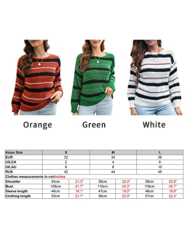 HUIOP Suéter listrado, Suéter feminino com gola O pulôver colorido casual,Suéteres soltos