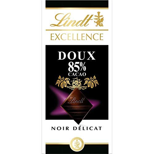 LINDT Excellence - Cacao negro (85% suave, 100 g, 4 unidades)
