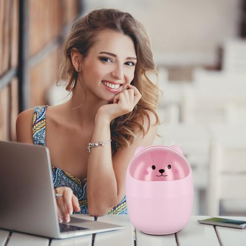 Catime Schreibtisch Mülleimer Niedlich, Süße Mini Kleiner Mülleimer Stifthalter mit Deckel, Tragbarer Abnehmbarer Tischabfalleimer, Kunststoff Abfallbehälter für Büro (Grau)