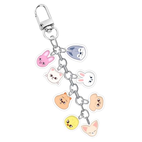 Fonyiunce Stray Kids Llavero, Stray Kids Llavero Anime, Regalos para Fans, Juego de Llaveros Acrílicos, SKZ Llaveros Niños, para Niños Juguetes Pandent