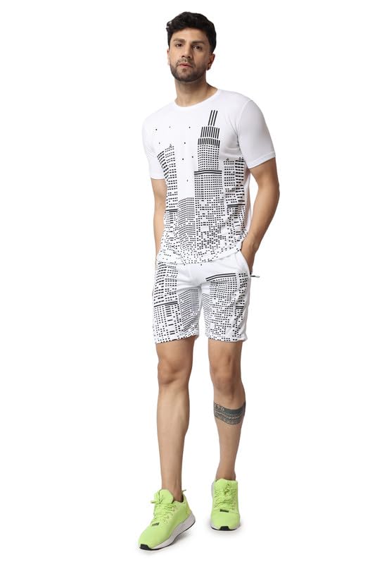 YELLOW TREE Fabulous Black Polyester T-shirt With Shorts Combo Set For Men