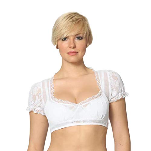 Women's Bavarian Oktoberfest Traditional Dirndl Blouse Beer Garden Crop Lace Top