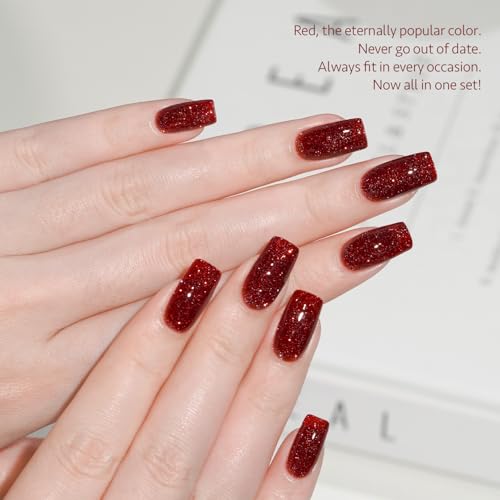 Image of GAOY Burgundy Red Gel Nail Polish Set 6 Colors Including Dark Cherry Wine Red Gel Polish Kit U V LED Soak Off Home DIY Manicure Nail Salon Varnish