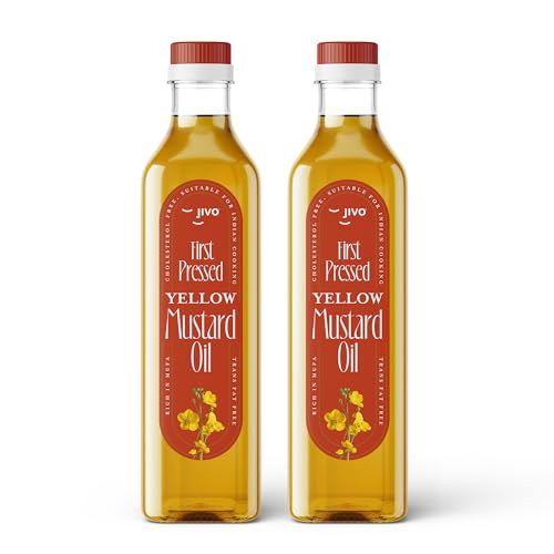 Image of Jivo First Pressed Yellow Mustard Oil 1L + 1L Offer | Cooking Oil for Indian Dishes | Contains MUFA & PUFA | Fortified with Vitamins A&D
