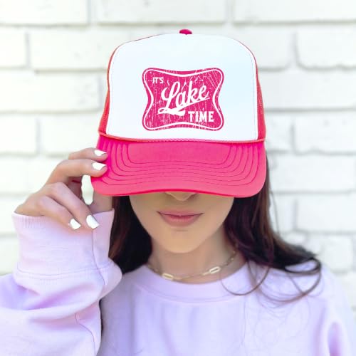 Image of It's Lake Time Summer Classic 5 Panel Foam Front Mesh Snap Back Trucker Hat