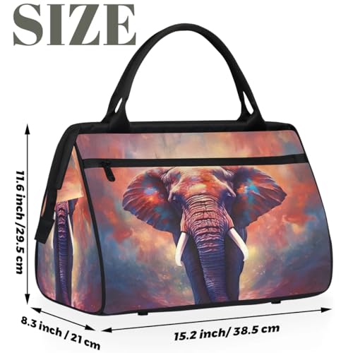 Travel Duffel Bag for Women, Elephant Animals Weekender Overnight Bag Carry on Beach Swim Bags Dance Bag Airlines Approved Personal Item Travel Bag for Yoga, Sports, Hospital2