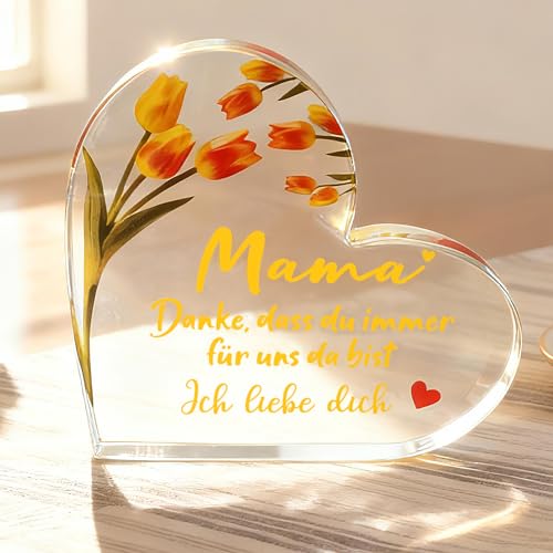 Geschenke für Mama Herz Acryl Weihnachtsgeschenke für Mama Muttertagsgeschenke für Mama Geburtstagsgeschenke für Mama Mama Geschenk Weihnachten