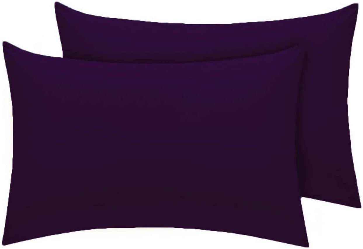 NIGHTZONE Pillowcase Pack of 2 Housewife Luxury Percale Pillowcase 50x75cm 100% Polycotton Plain Dyed Pillow Cases (50 x 75 cm, Plum)