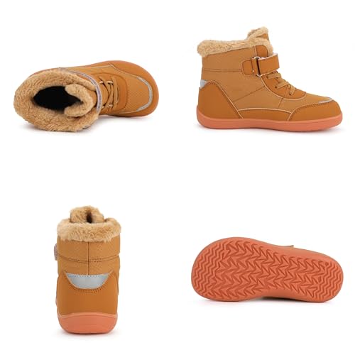 Toddler/Little/Big Kids Barefoot Shoes Girls Boys Winter Wide Toe Box Fur Lined Warm Anti-Slip Minimalist High Top Snow Boots2