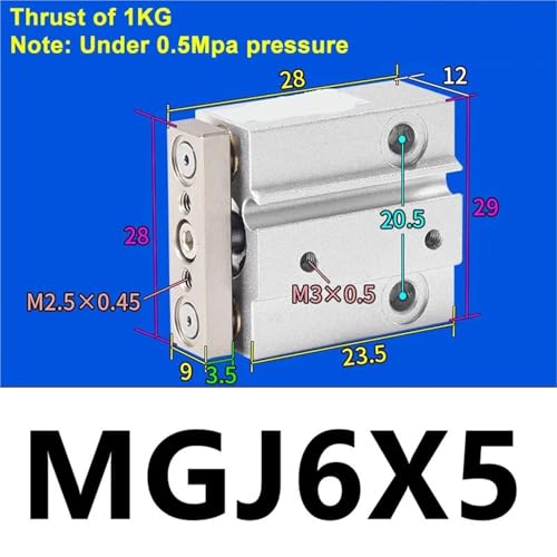 Vérin pneumatique à trois axes MGJ 6mm de précision compacte - 3