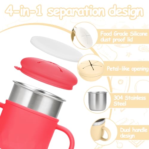 Image of Mity rain 2-Pack Stainless Steel Snack Containers, 4-in-1 Spill Proof
