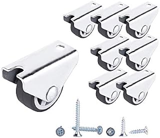 (Pack of 8) 30 mm Small Wheel Castors Rubber Wheels Fixed Casters Heavy Duty Castors Non-Swivel Wheel Furniture Wheels Casters with Mounting Plates Screws Included (8)