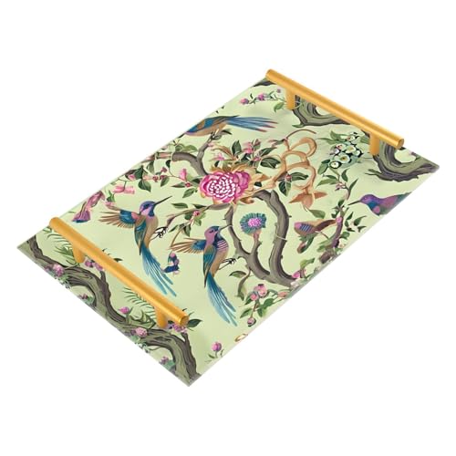 CEBUGI Vintage Floral Bird Acrylic Decorative Coffee Table Tray Ottoman