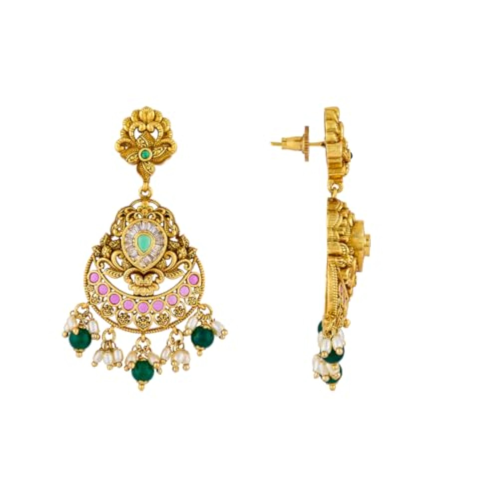 Women's Ruby-Green Gold Polished Copper Antique Necklace