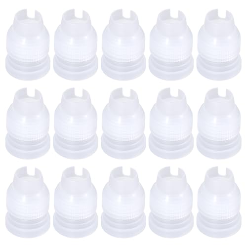 15PCS Piping Bag Couplers, Transparent Piping Bags Tips, Plastic Pipe Tip Coupler for Piping-Bags and Icing Nozzles, Small Piping-Tip Holder for Cake Decorating, Reusable Cake Decorating Supplies