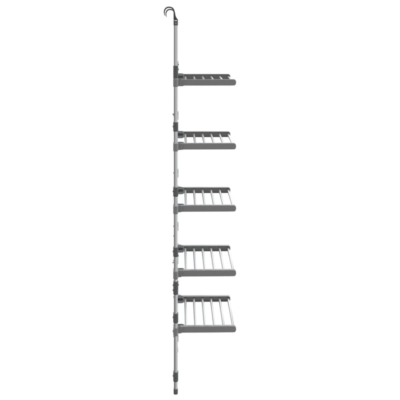 Klappbarer Wäscheständer aus Aluminium, Silber, 50x25x147-187 cm, höhenverstellbar, platzsparend für Tür- oder Wandmontage im Badezimmer 344384