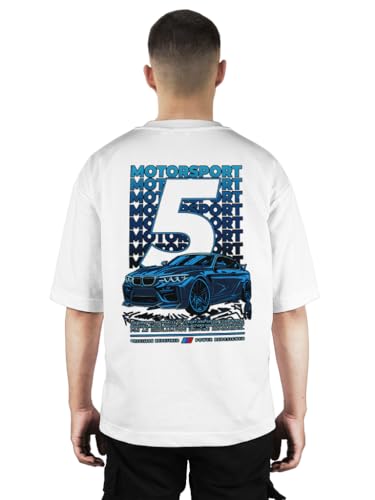 Image of Buy That Trendz Mens Oversized Tshirt 5 Motorsport Printed Crew Neck Cotton Drop Shoulder Half Sleeve Stylish Tshirt