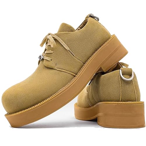 Men's Lace Up Suede Oxford Dress Shoes Platform Round Toe Old Fashion Casual Derby Shoes2