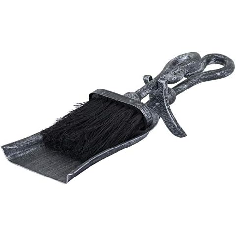 Hill 1975 Silver Brushed Steel Crook Top Hearth Tidy Set, Mixed, one Cover