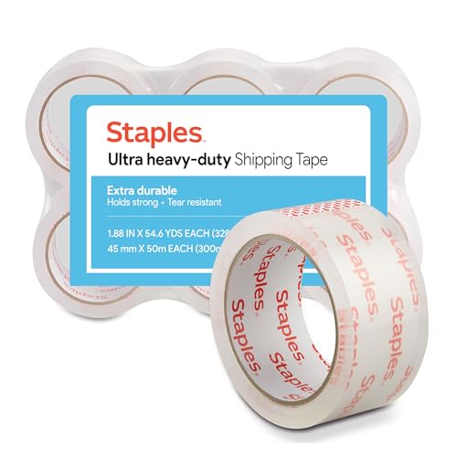 STAPLES Ultra Heavy‑Duty Packing Tape, 1.88” x 54.6 Yards, Clear — 6/Roll Pack