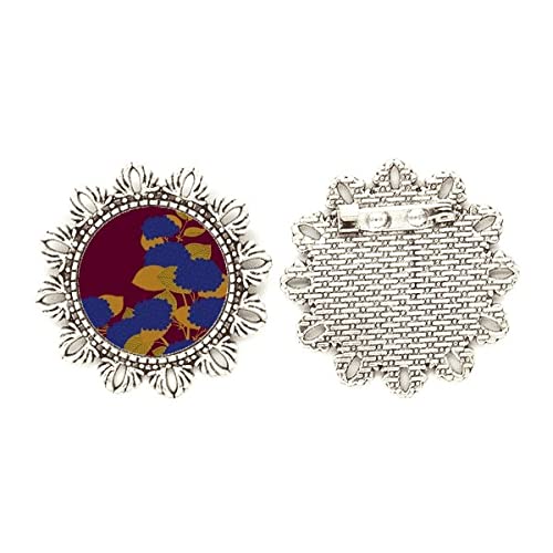 Broche de flor de plata con estética de flores japonesas regalo mediano de joyería