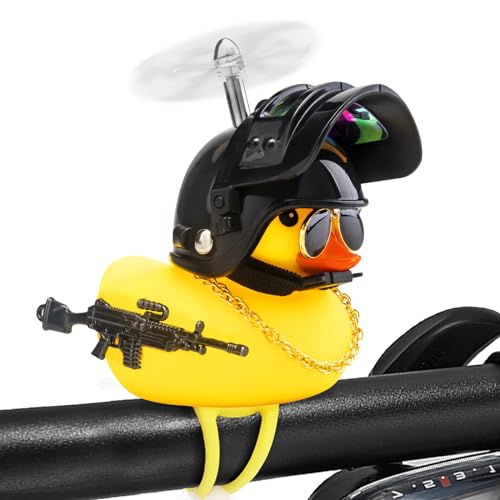 wonuu Rubber Duck Bike Bell, Squeeze Ducks with Helmet for