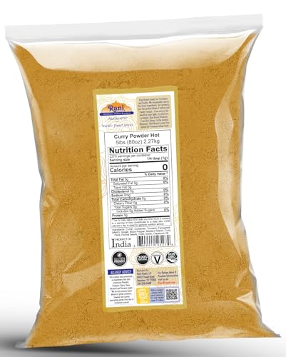 Rani Curry Powder Hot (11-Spice Authentic Indian Blend) 80oz (5lbs) 2.27kg Bulk ~ All Natural | Salt-Free | Vegan | No Colors | Gluten Friendly | NON-GMO | Kosher | Indian Origin