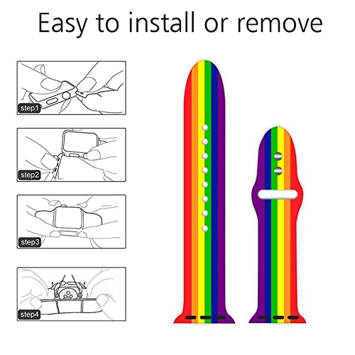 Lgbt Pride - Cinturino Di Ricambio Compatibile Con Apple Watch Da 38 Mm, 40 Mm, 41 Mm, 42 Mm, 44 Mm, 45 Mm, Arcobaleno, In Silicone, Per Iwatch Serie 7, 6, 5, 4, 3, 2, 1, Se, Unisex, Idea Regalo, - 3