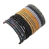 Yspokfay Paquete de 20 pulseras de cuentas de semillas bohemias coloridas ajustables y apilables, S, Resina, No es una piedra preciosa