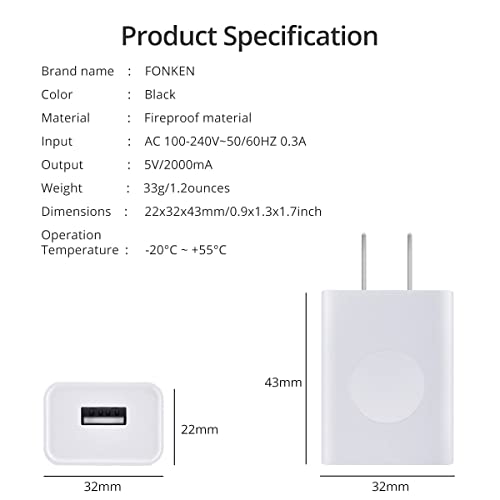 Usb Wall Charger, Fonken 3-Pack 5V 2A Power Adapter Universal Travel Charger Usb Plug Cell Phone Charger Block Cube Compatible With Iphone, Ipad, Google Nexus, Samsung, Lg, Htc, Moto, And More-White #TOP5