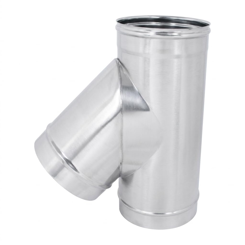 MAKA Raccordo a T 135° Braga per Canna Fumaria in Acciaio Inox, Raccordo Inclinato Monoparete per Stufa a Legna Pellet e Caldaia (Ø 120 mm, AISI 304)