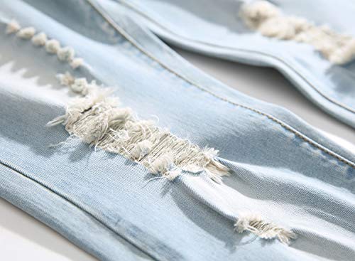 Boy's Light Blue Skinny Fit Ripped Destroyed Distressed Stretch Slim Jeans Pants #TOP3