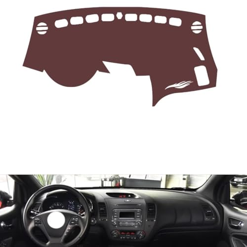 Anti-Slip Sun-Proof Dashboard Cover Compatible with KIA SHUMA 2014, Premium Leather (Brown)
