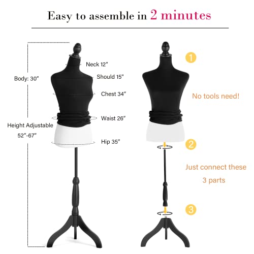 Hombour Dress Form With Removable Cover, Female Mannequin Torso, Pinnable Manikin Body With Stand For Sewing, Wedding Dress, Display #TOP4