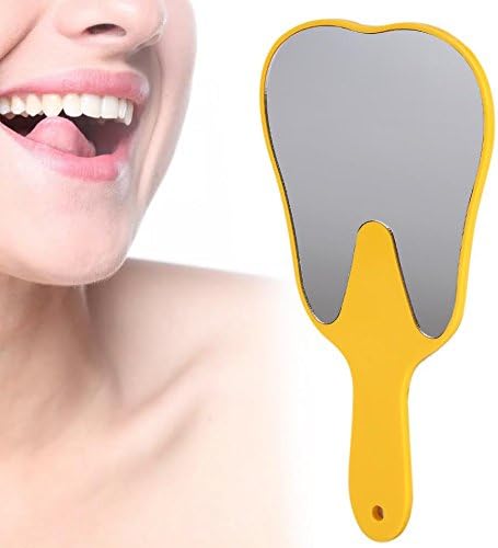 Miniatura 6 de 6pcs lindo diente en forma de mango dental espejo herramienta irrompible paciente mano espejo plástico vidrio maquillaje espejo