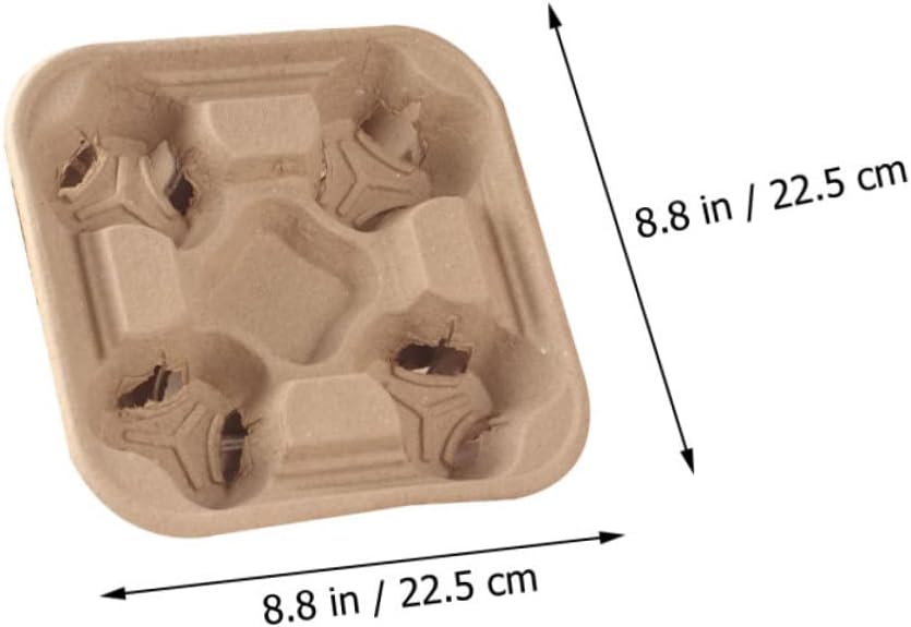 CHILDWEET 25 Pcs Biodegradable Paper Cup Holder Trays for Coffee and Milk Tea Outdoor Beverage Packing Supply Takeout Cup Carrier Fixed Base