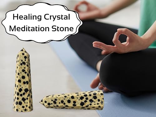 Image of Certified Dalmatian Jasper Crystal Tower Obelisk Point for Chakra, Healing and Balancing - AAA Grade Original Certified Gemstone Agate for Reiki Meditation Yoga Spiritual (3-4 Inches)