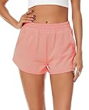 jonivey Women Sweat Shorts Elastic Waisted Soft French Terry Casual Workout Lounge Shorts with Pockets (Pink, XL)