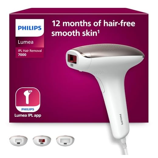 Philips Lumea Serie 7000, Depiladora Luz Pulsada, IPL, Piel Suave Desde Casa, Con Funda, Accesorios para el Cuerpo, Cara y Zona del Bikini, Alternativa a Depilación Láser. SC1999/00