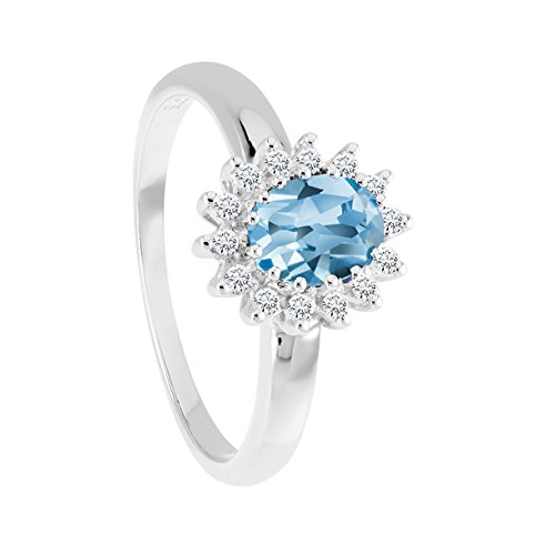 Bella Donna - 656611 - Bague Femme - Or blanc 375/1000 (9 cts) 2.9 Gr - topaze bleue - T 58 Cover