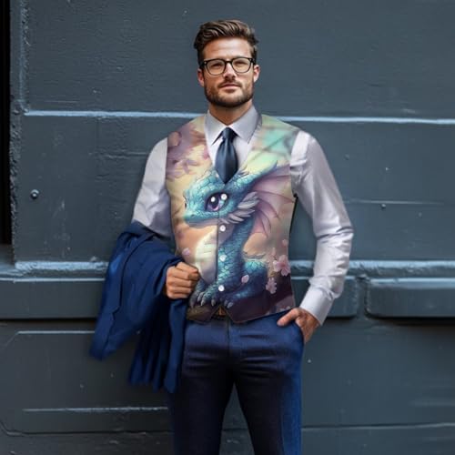 Men's Dress Vests Slim Fit V-Neck Button Down Suit Vest Formal Western Vest Big and Tall Waistcoat3