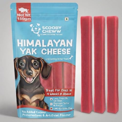 Image of Himalayan Yak Dog Treat, 100% Veg and Natural Protein & Calcium Rich Dental Chew for All Breed Strawberry (2 Medium Stick)