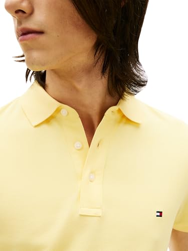Image of Tommy Hilfiger Men's Short Sleeve Polo Shirts in Slim Fit with Stretch and Organic Pique Cotton